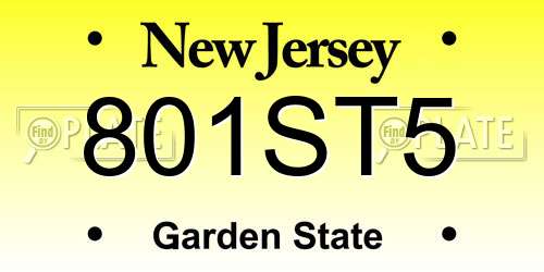 801ST5 New Jersey License Plate