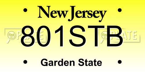 801STB New Jersey License Plate