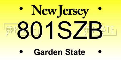 801SZB New Jersey License Plate