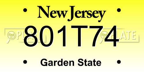 801T74 New Jersey License Plate