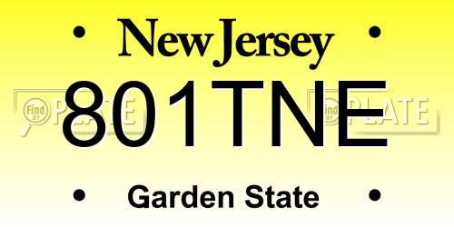 801TNE New Jersey License Plate