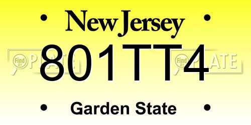 801TT4 New Jersey License Plate