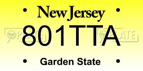 801TTA New Jersey License Plate