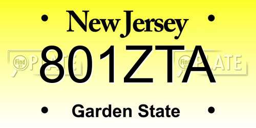 801ZTA New Jersey License Plate