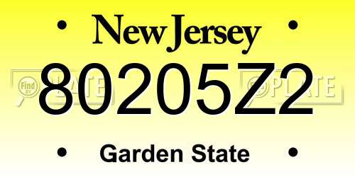80205Z2 New Jersey License Plate