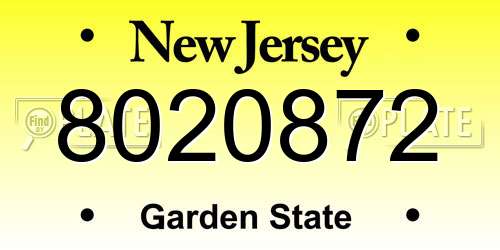 8020872 New Jersey License Plate