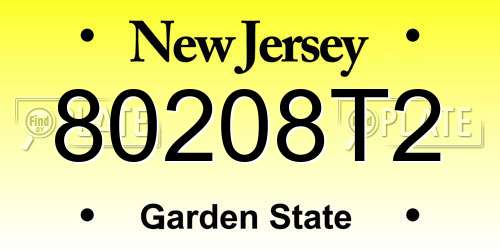80208T2 New Jersey License Plate