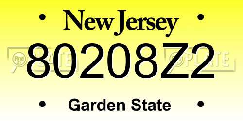 80208Z2 New Jersey License Plate