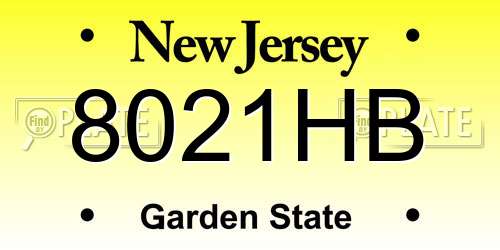8021HB New Jersey License Plate