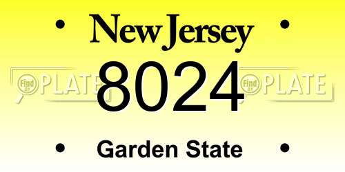 8024 New Jersey License Plate