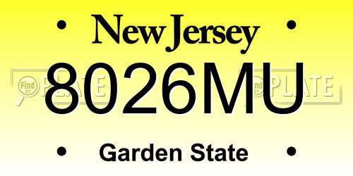 8026MU New Jersey License Plate