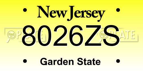 8026ZS New Jersey License Plate