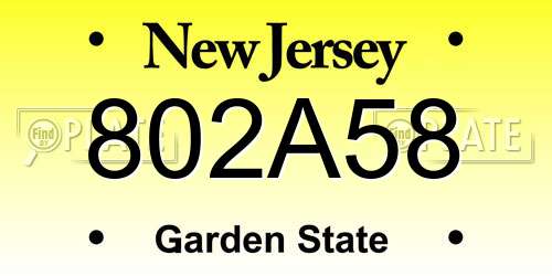 802A58 New Jersey License Plate