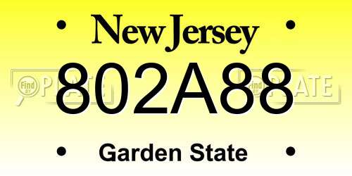 802A88 New Jersey License Plate