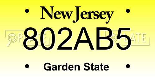 802AB5 New Jersey License Plate