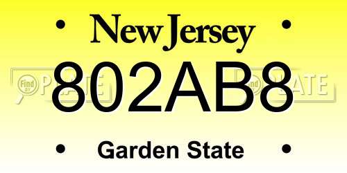 802AB8 New Jersey License Plate