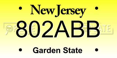 802ABB New Jersey License Plate