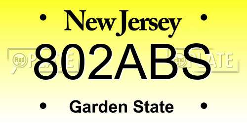 802ABS New Jersey License Plate