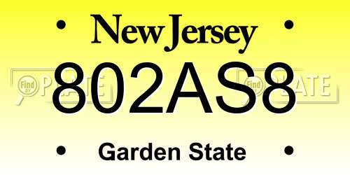 802AS8 New Jersey License Plate