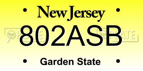 802ASB New Jersey License Plate