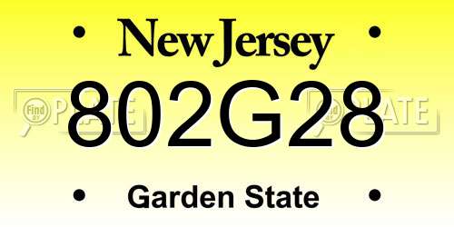 802G28 New Jersey License Plate