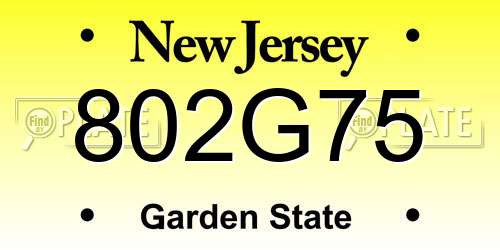 802G75 New Jersey License Plate