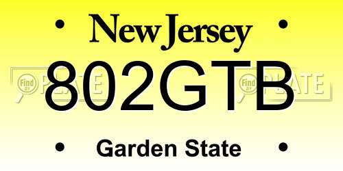 802GTB New Jersey License Plate
