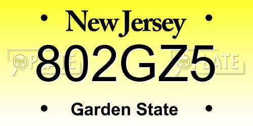 802GZ5 New Jersey License Plate