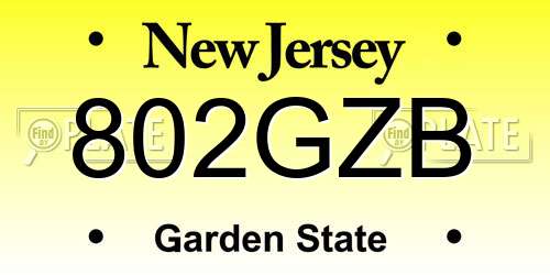 802GZB New Jersey License Plate