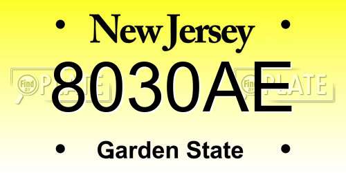 8030AE New Jersey License Plate
