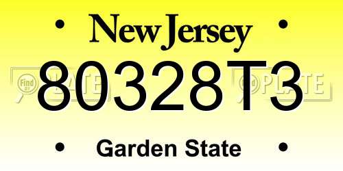 80328T3 New Jersey License Plate
