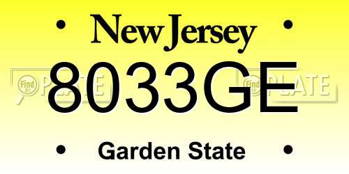 8033GE New Jersey License Plate