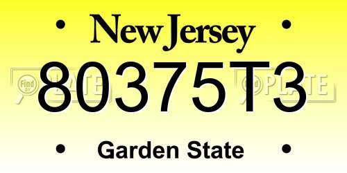 80375T3 New Jersey License Plate