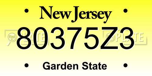 80375Z3 New Jersey License Plate