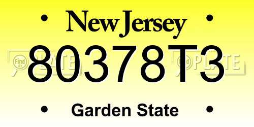 80378T3 New Jersey License Plate