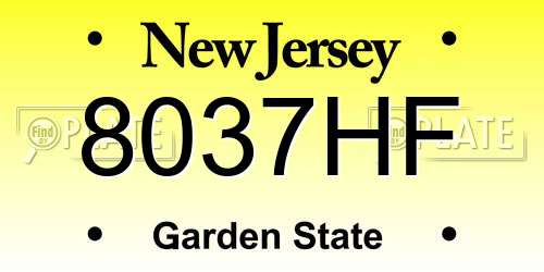 8037HF New Jersey License Plate