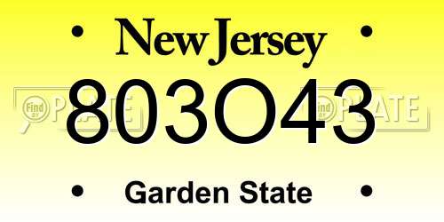 803O43 New Jersey License Plate