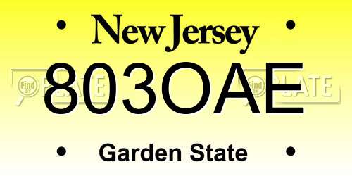 803OAE New Jersey License Plate