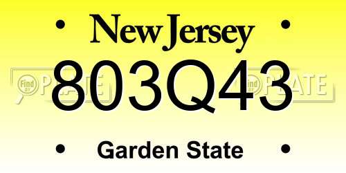 803Q43 New Jersey License Plate