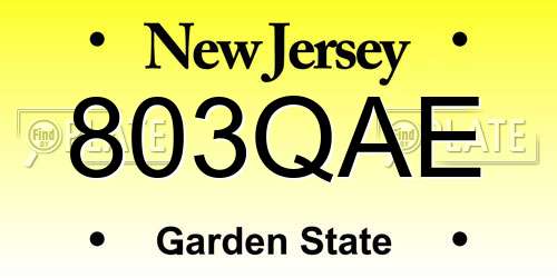 803QAE New Jersey License Plate