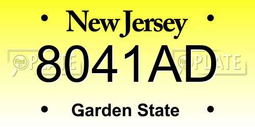 8041AD New Jersey License Plate