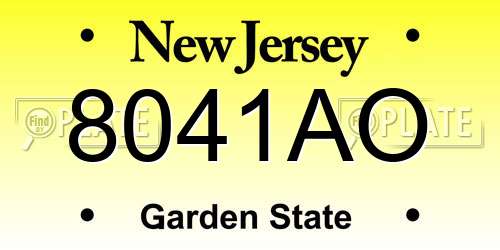 8041AO New Jersey License Plate