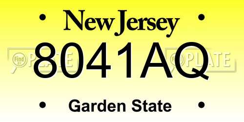 8041AQ New Jersey License Plate