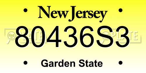 80436S3 New Jersey License Plate