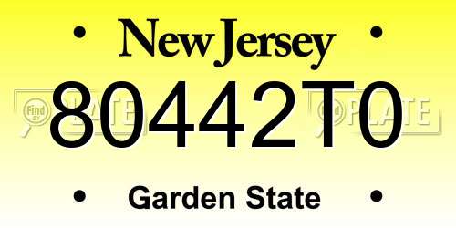 80442T0 New Jersey License Plate