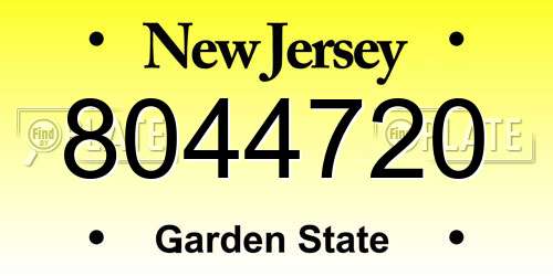 8044720 New Jersey License Plate