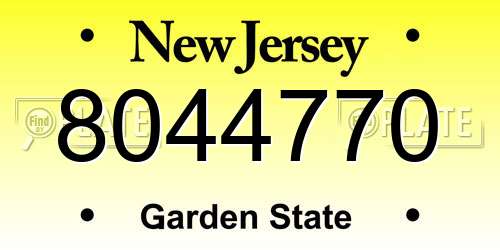 8044770 New Jersey License Plate