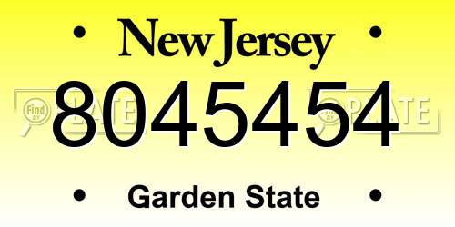 8045454 New Jersey License Plate