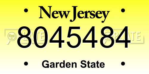 8045484 New Jersey License Plate