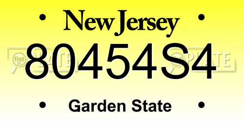 80454S4 New Jersey License Plate